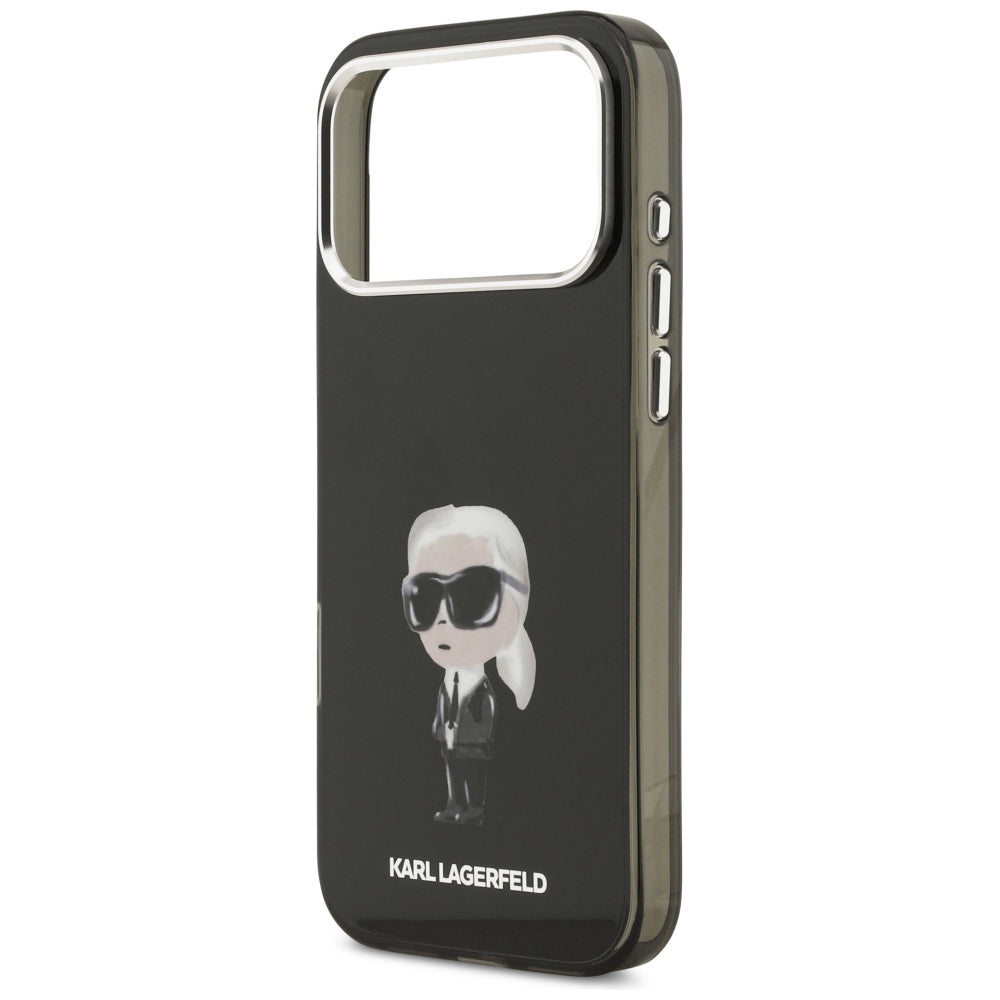 Husa MagSafe pentru Apple iPhone 17 Pro Max, Karl Lagerfeld, IML Aquarelle Karl Ikonik, Neagra