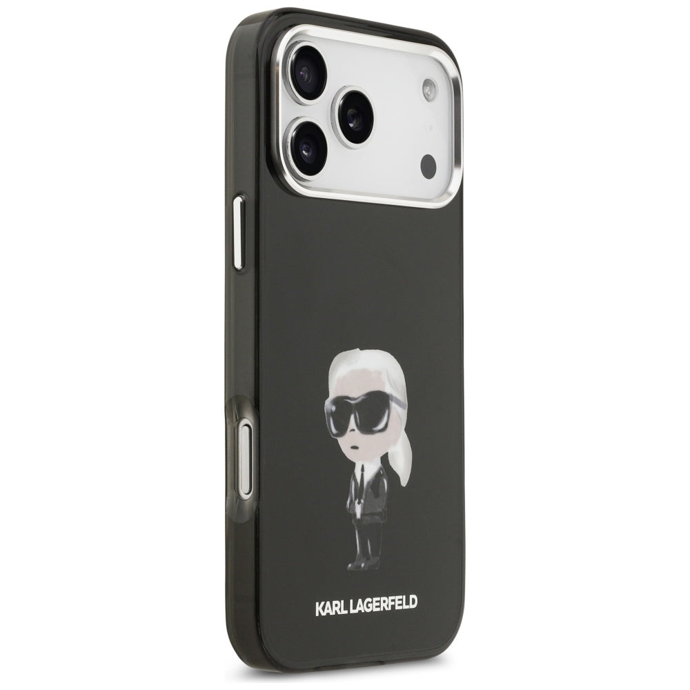 Husa MagSafe pentru Apple iPhone 17 Pro Max, Karl Lagerfeld, IML Aquarelle Karl Ikonik, Neagra