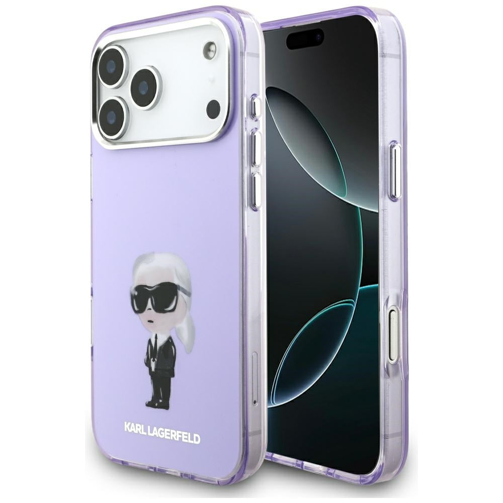 Husa MagSafe pentru Apple iPhone 17 Pro Max, Karl Lagerfeld, IML Aquarelle Logo Karl, Mov