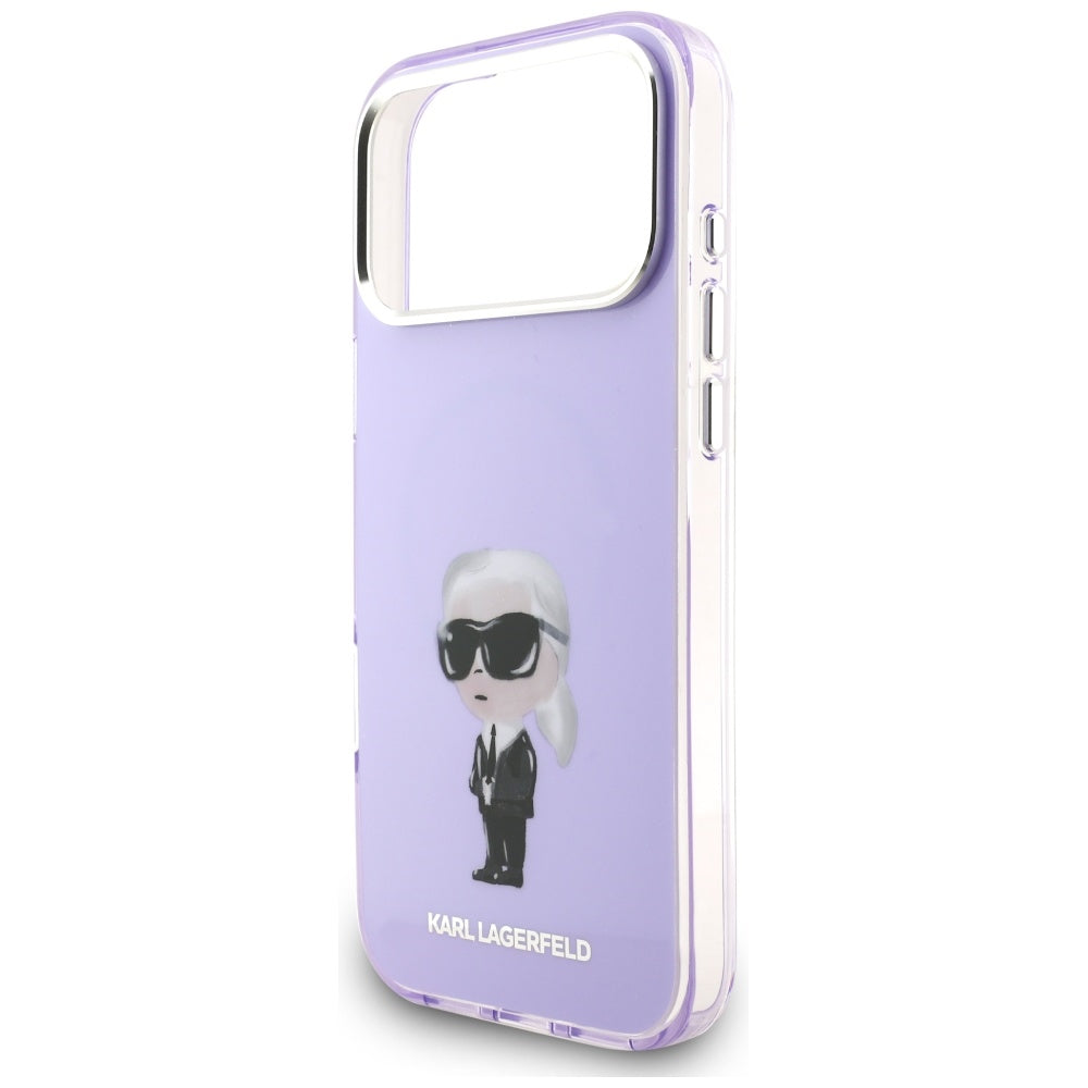 Husa MagSafe pentru Apple iPhone 17 Pro Max, Karl Lagerfeld, IML Aquarelle Logo Karl, Mov