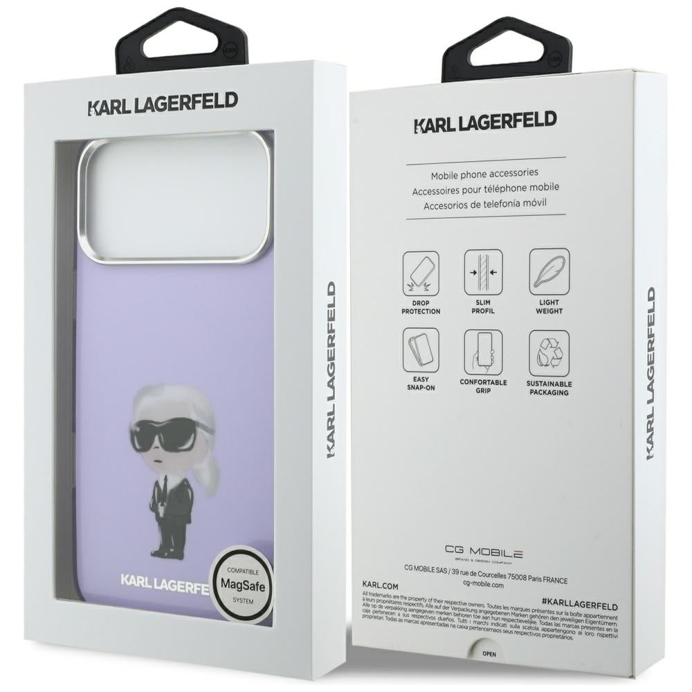 Husa MagSafe pentru Apple iPhone 17 Pro Max, Karl Lagerfeld, IML Aquarelle Logo Karl, Mov