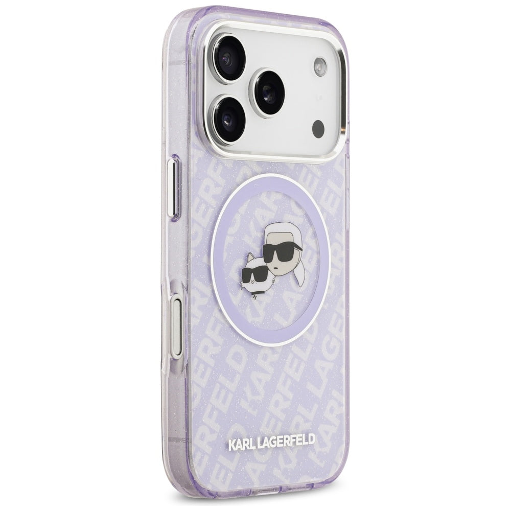 Husa MagSafe pentru Apple iPhone 17 Pro Max, Karl Lagerfeld, IML Glitter Karl & Choupette`s Heads, Mov
