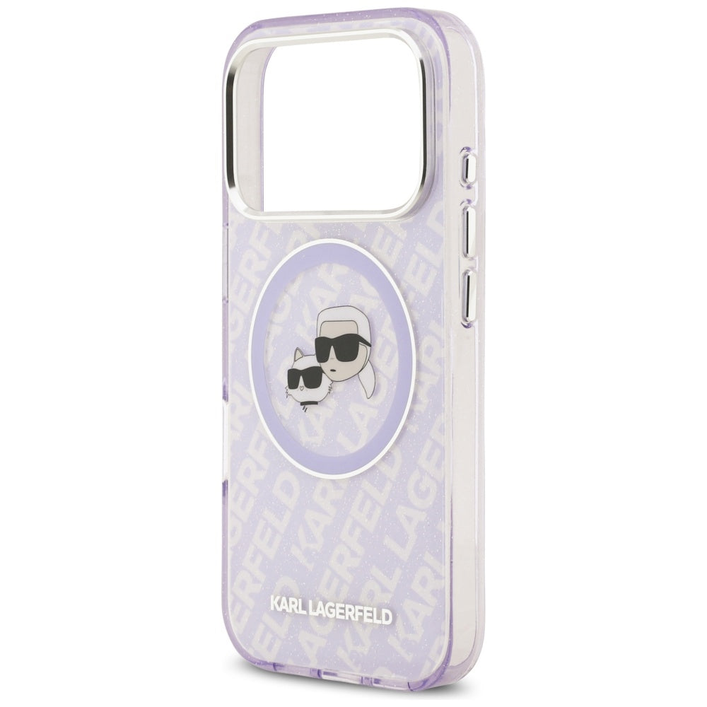 Husa MagSafe pentru Apple iPhone 17 Pro Max, Karl Lagerfeld, IML Glitter Karl & Choupette`s Heads, Mov