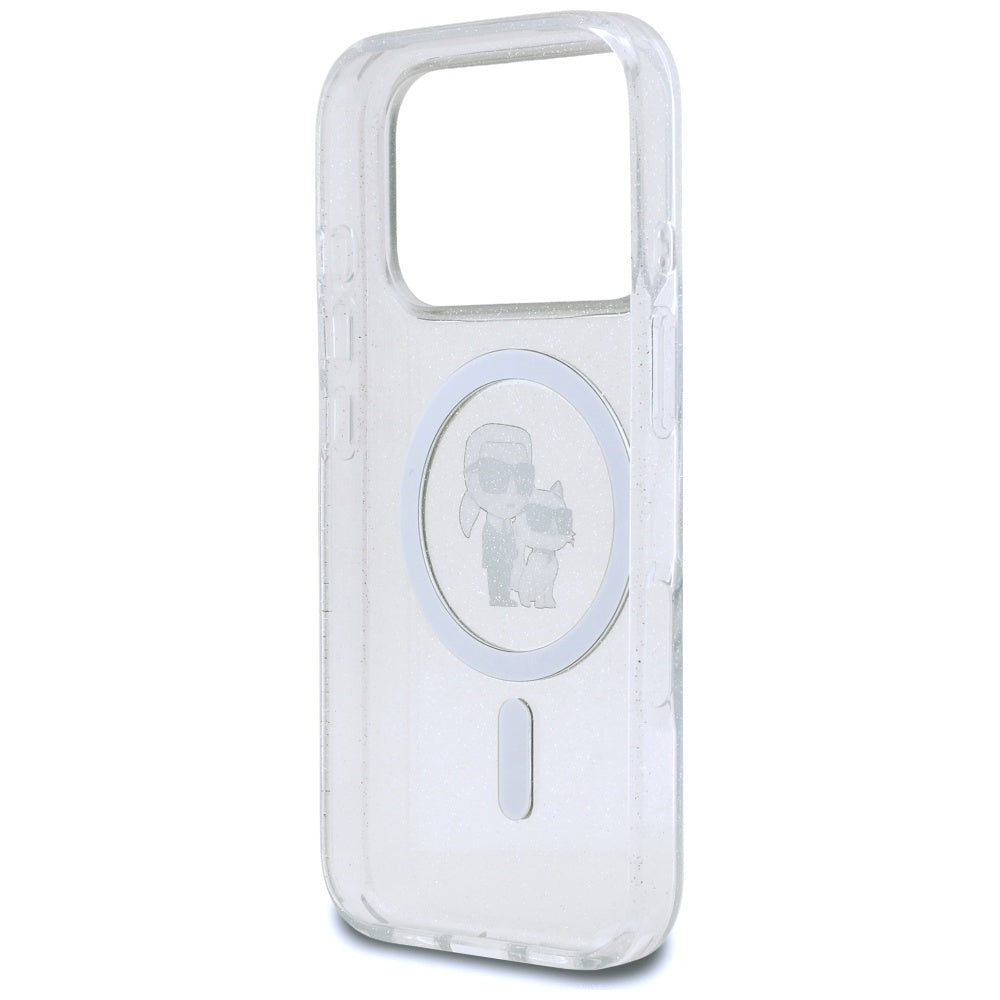 Husa MagSafe pentru Apple iPhone 17 Pro Max, Karl Lagerfeld, IML Glitter Karl & Choupette, Transparenta
