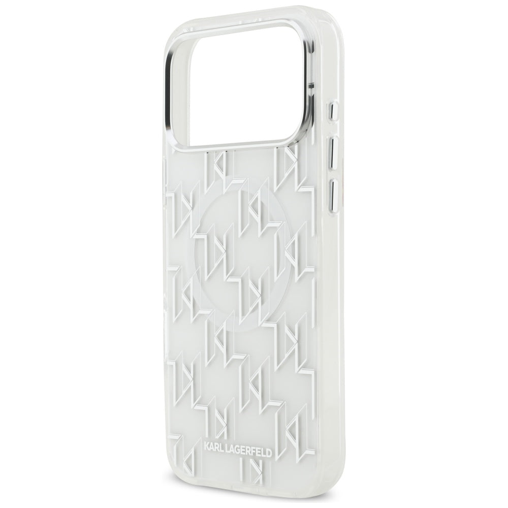 Husa MagSafe pentru Apple iPhone 17 Pro Max, Karl Lagerfeld, IML KL Monogram, Alba
