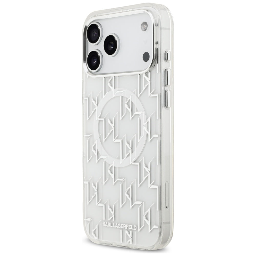 Husa MagSafe pentru Apple iPhone 17 Pro Max, Karl Lagerfeld, IML KL Monogram, Alba