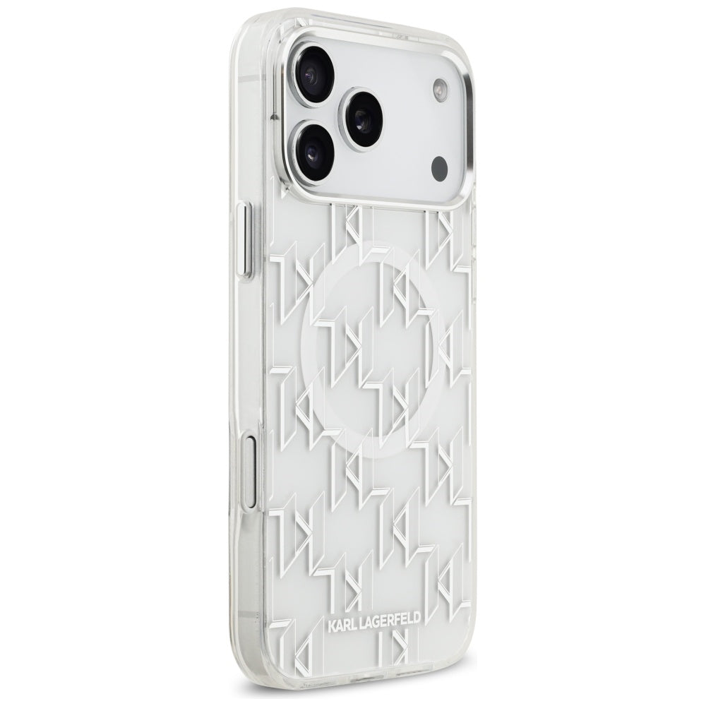 Husa MagSafe pentru Apple iPhone 17 Pro Max, Karl Lagerfeld, IML KL Monogram, Alba