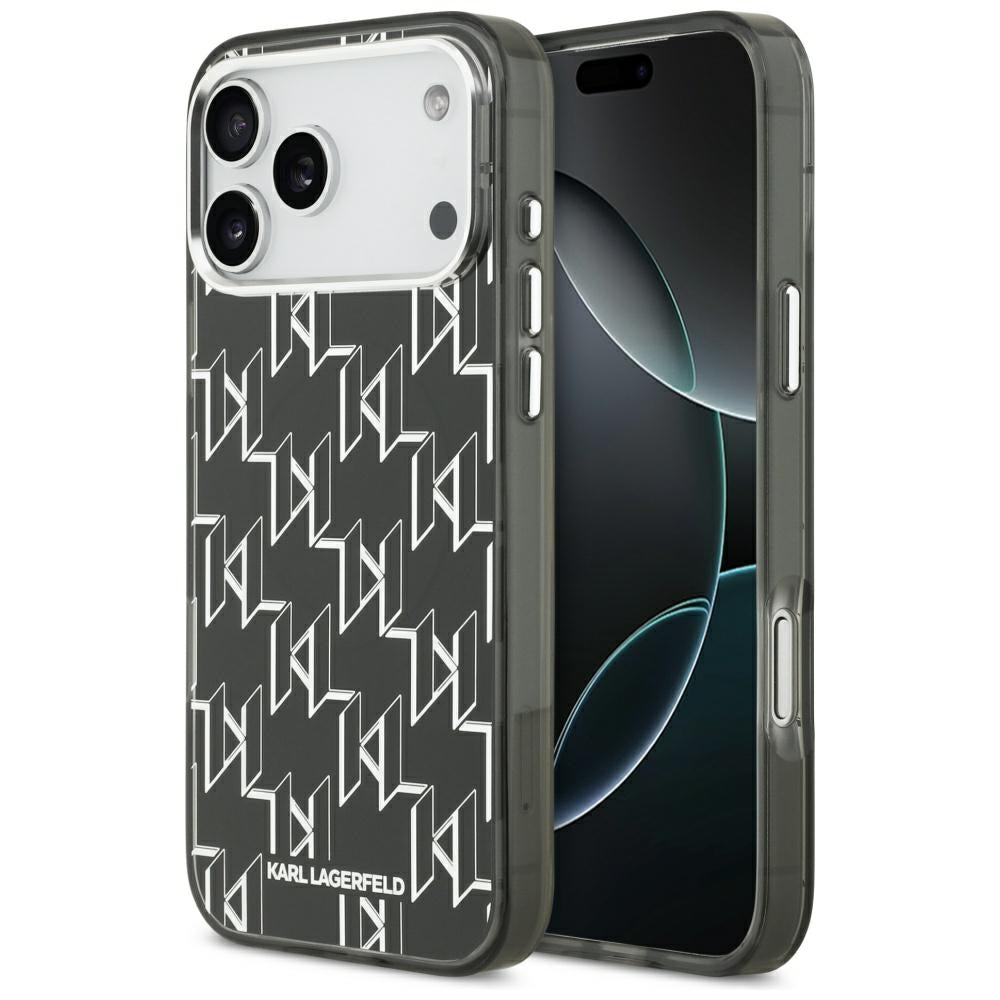 Husa MagSafe pentru Apple iPhone 17 Pro Max, Karl Lagerfeld, IML KL Monogram, Neagra