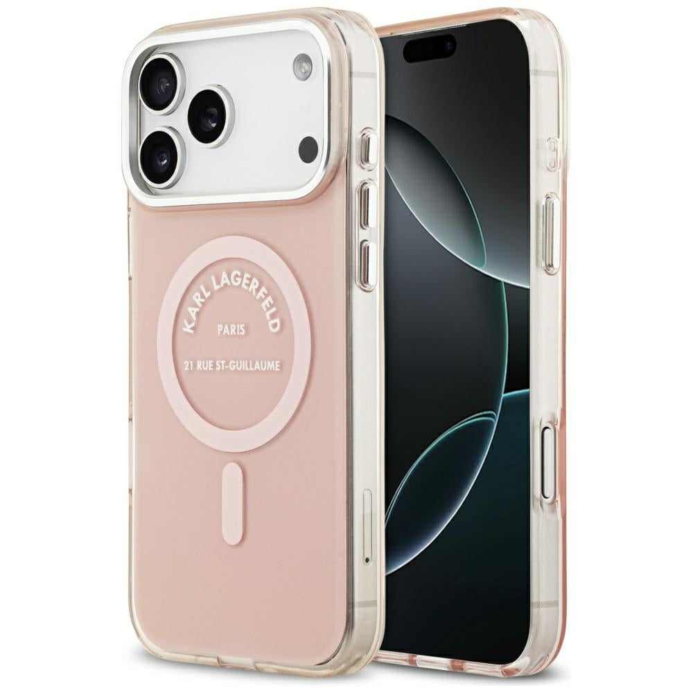 Husa MagSafe pentru Apple iPhone 17 Pro Max, Karl Lagerfeld, IML Logo RSG, Roz