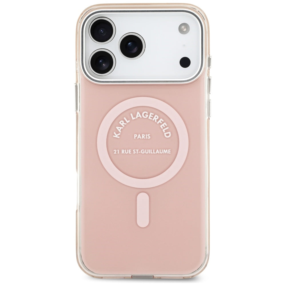Husa MagSafe pentru Apple iPhone 17 Pro Max, Karl Lagerfeld, IML Logo RSG, Roz
