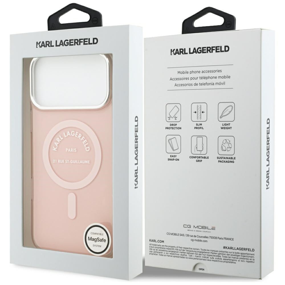 Husa MagSafe pentru Apple iPhone 17 Pro Max, Karl Lagerfeld, IML Logo RSG, Roz