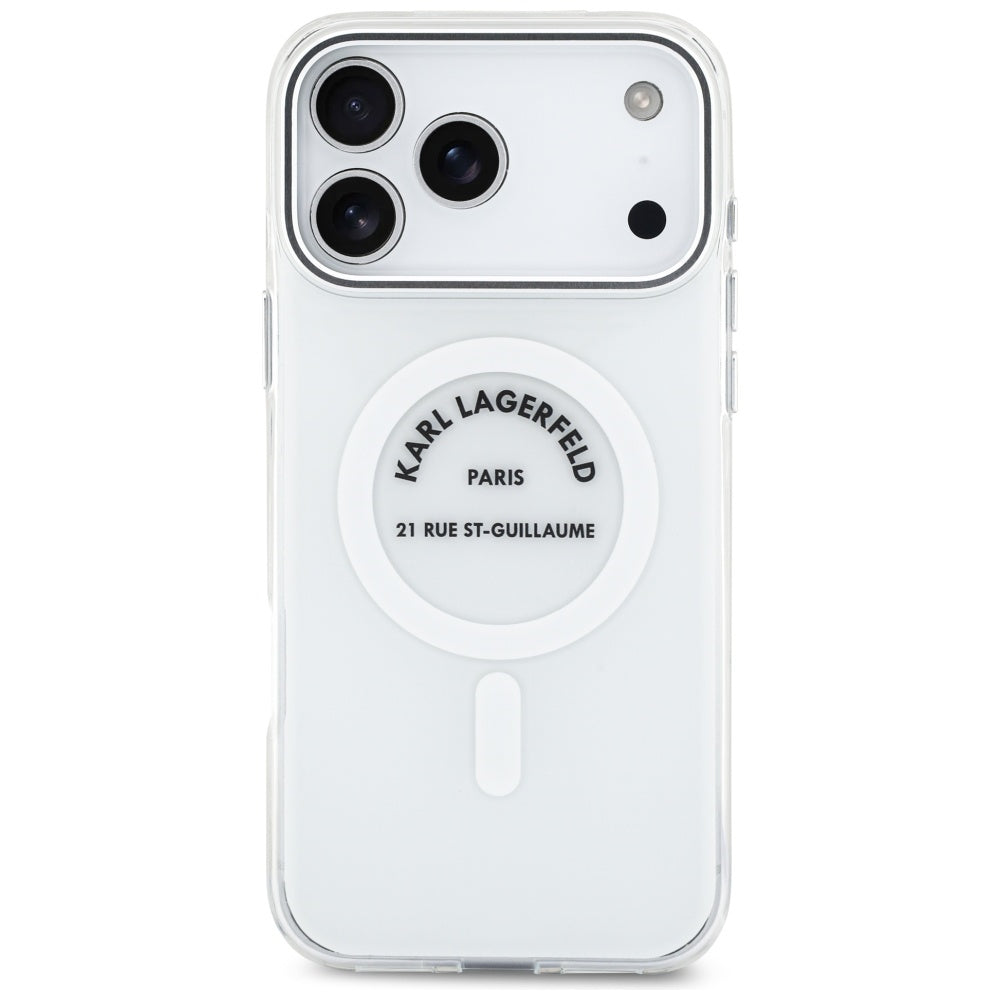 Husa MagSafe pentru Apple iPhone 17 Pro Max, Karl Lagerfeld, IML Logo RSG, Transparenta