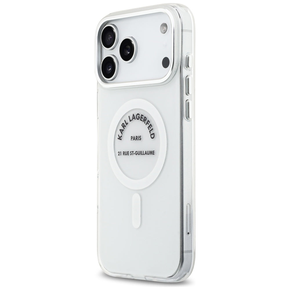 Husa MagSafe pentru Apple iPhone 17 Pro Max, Karl Lagerfeld, IML Logo RSG, Transparenta