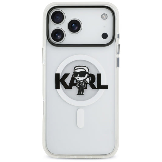 Husa MagSafe pentru Apple iPhone 17 Pro Max, Karl Lagerfeld, IML Sketch Logo Karl, Transparenta