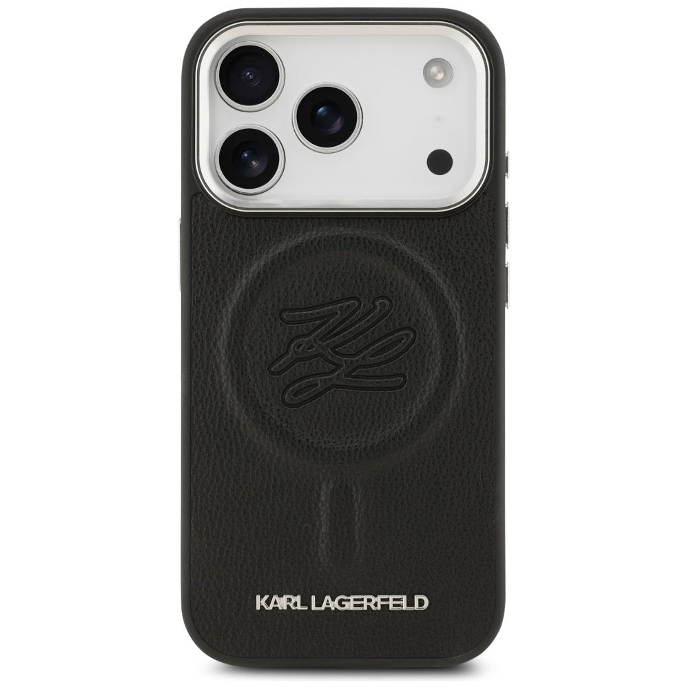 Husa MagSafe pentru Apple iPhone 17 Pro Max, Karl Lagerfeld, Initial & Metal Logo , Neagra