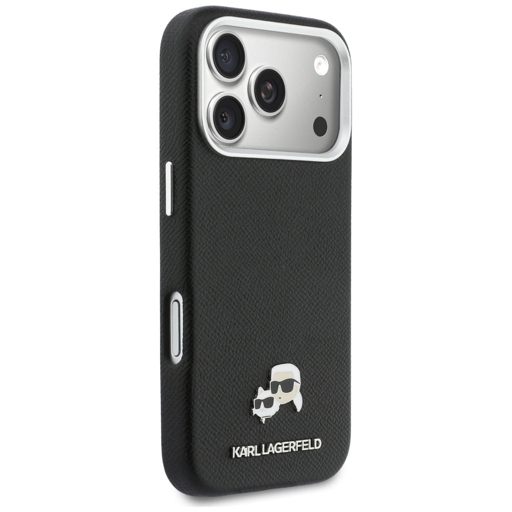 Husa MagSafe pentru Apple iPhone 17 Pro Max, Karl Lagerfeld, Karl & Choupette Head's Pin, Neagra