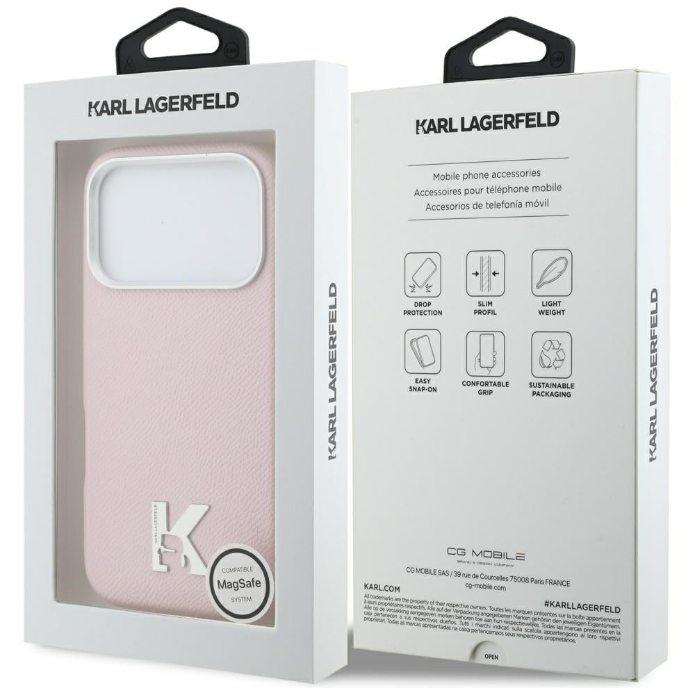 Husa MagSafe pentru Apple iPhone 17 Pro Max, Karl Lagerfeld, Karl Head Logo, Roz