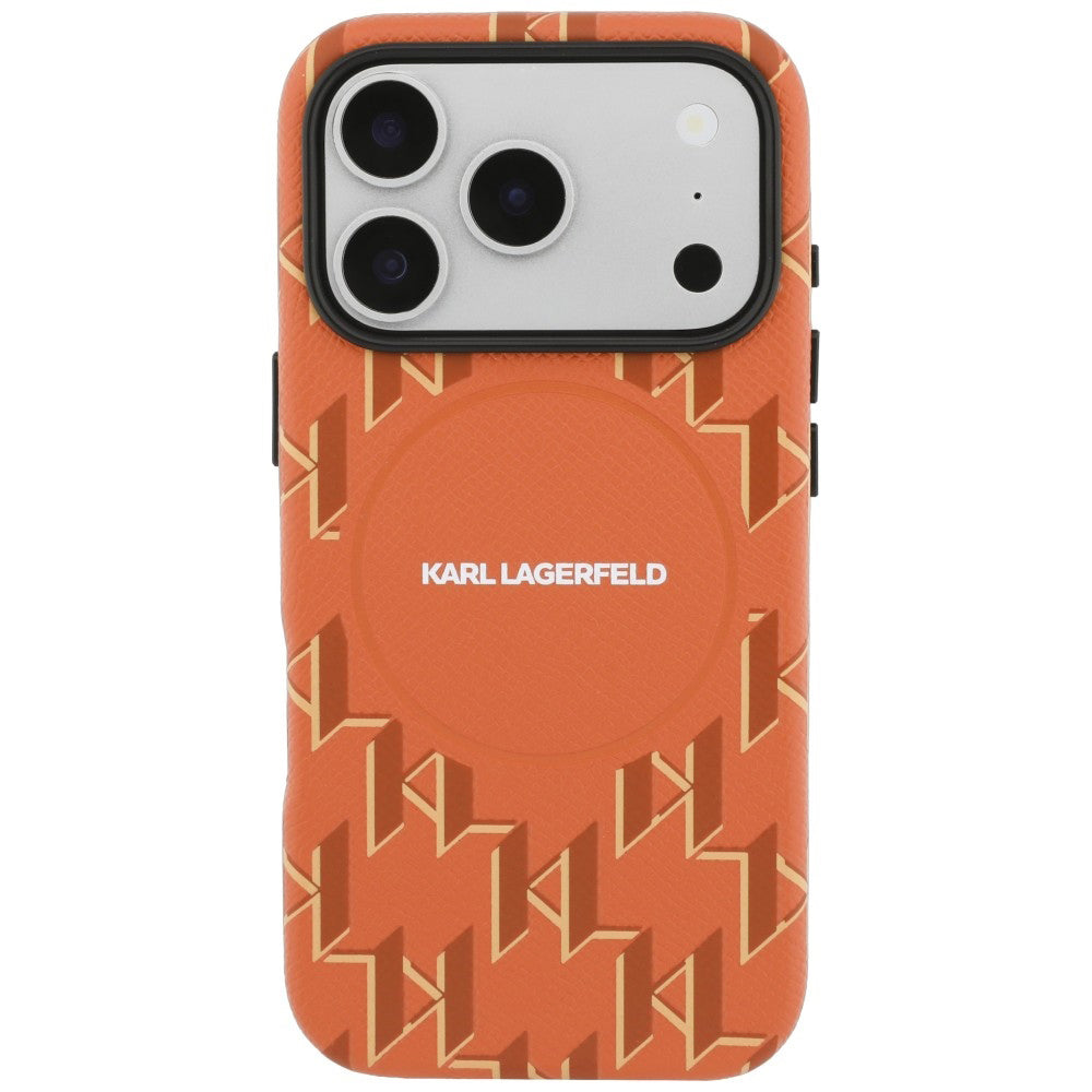 Husa MagSafe pentru Apple iPhone 17 Pro Max, Karl Lagerfeld, KL Monogram Logo, Portocalie