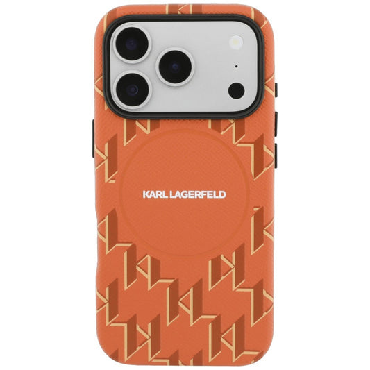 Husa MagSafe pentru Apple iPhone 17 Pro Max, Karl Lagerfeld, KL Monogram Logo, Portocalie