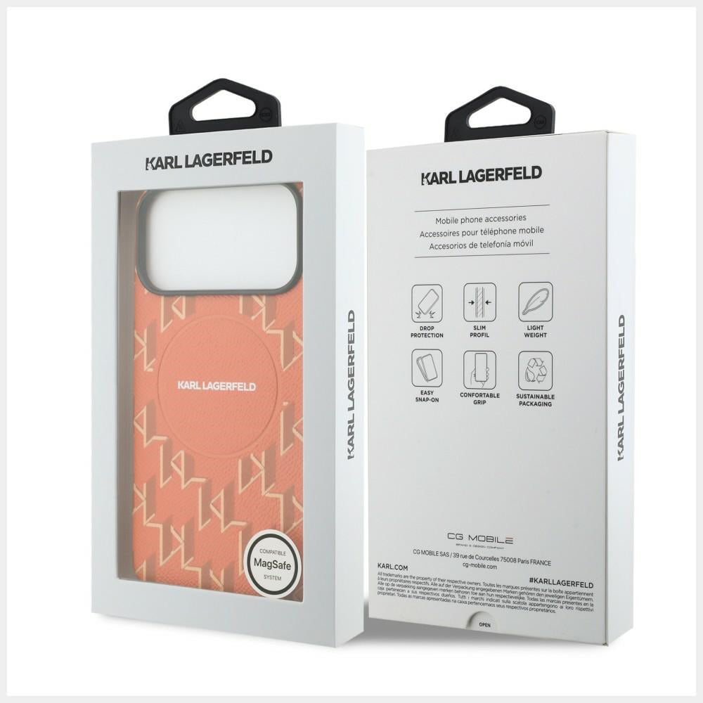 Husa MagSafe pentru Apple iPhone 17 Pro Max, Karl Lagerfeld, KL Monogram Logo, Portocalie