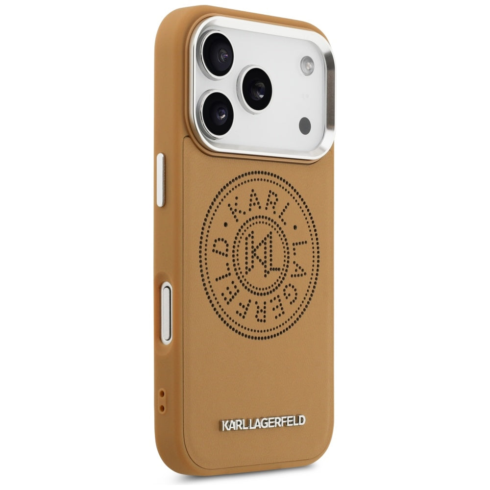 Husa MagSafe pentru Apple iPhone 17 Pro Max, Karl Lagerfeld, Point & Metal Logo, Maro