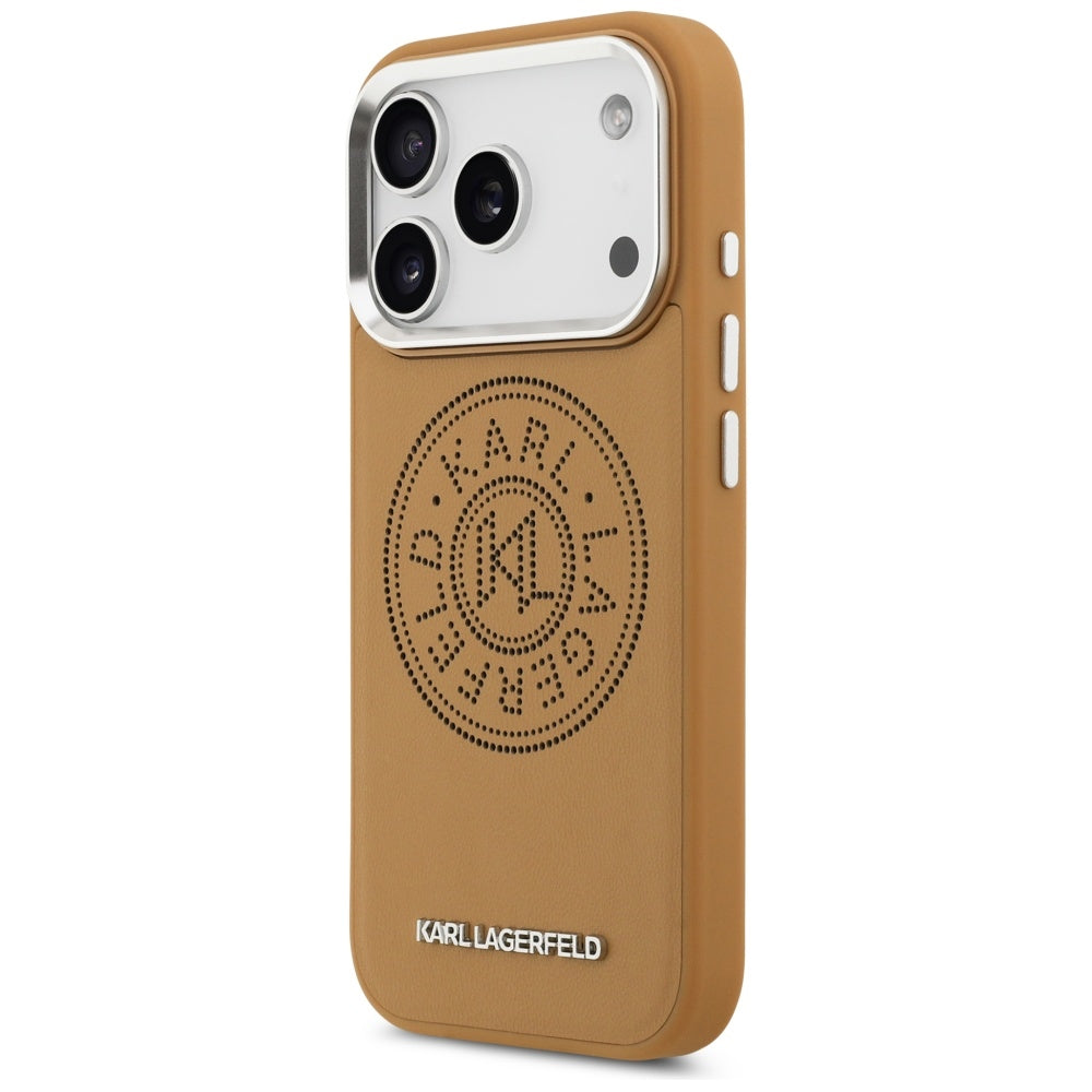 Husa MagSafe pentru Apple iPhone 17 Pro Max, Karl Lagerfeld, Point & Metal Logo, Maro