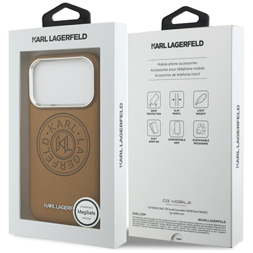Husa MagSafe pentru Apple iPhone 17 Pro Max, Karl Lagerfeld, Point & Metal Logo, Maro