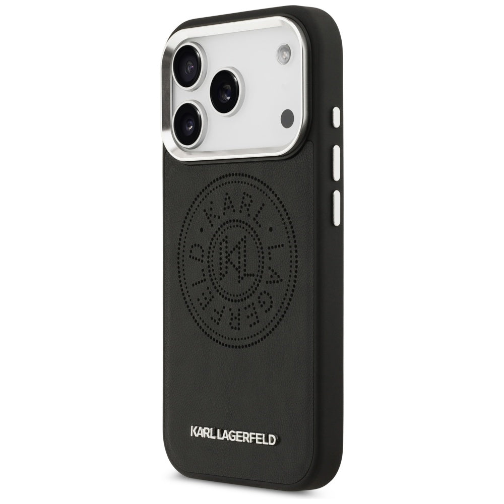 Husa MagSafe pentru Apple iPhone 17 Pro Max, Karl Lagerfeld, Point & Metal Logo, Neagra