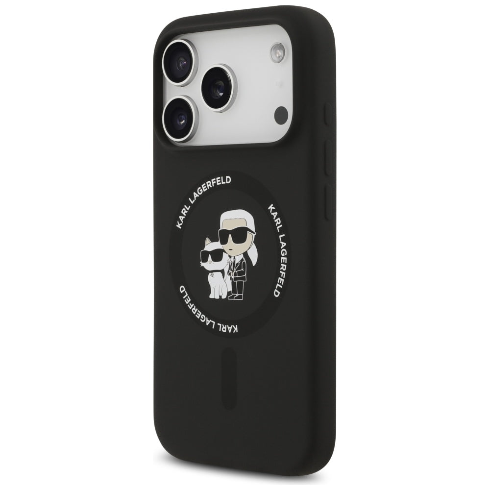 Husa MagSafe pentru Apple iPhone 17 Pro Max, Karl Lagerfeld, Ring Karl & Choupette, Neagra