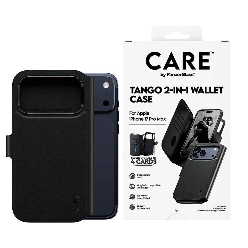 Husa MagSafe pentru Apple iPhone 17 Pro Max, PanzerGlass, Care Feature Tango Two-in-One, Neagra