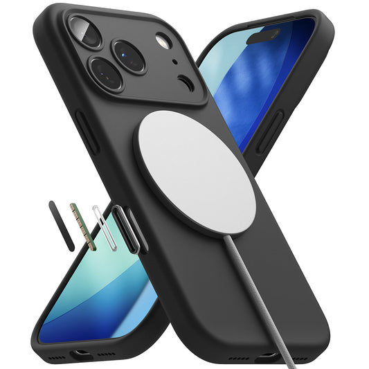 Husa MagSafe pentru Apple iPhone 17 Pro Max, Ringke, Silicone, Neagra