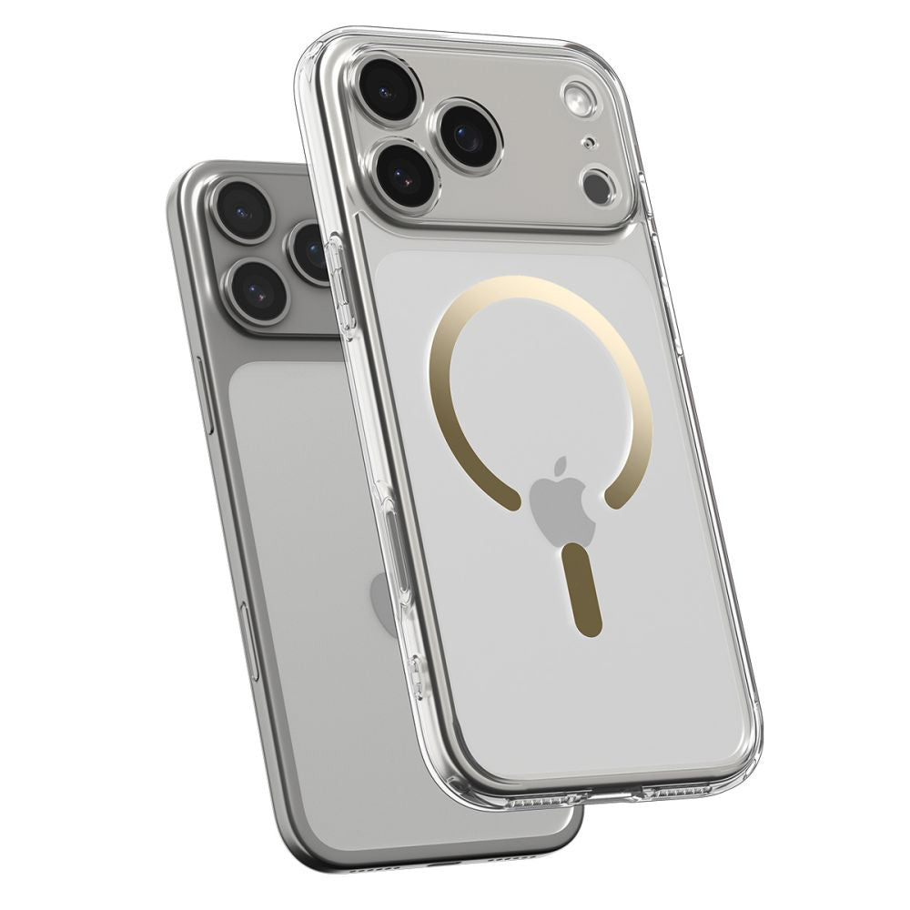 Husa MagSafe pentru Apple iPhone 17 Pro Max, Spigen, Ultra Hybrid, Aurie Transparenta