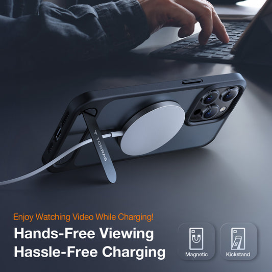 Husa MagSafe pentru Apple iPhone 17 Pro Max, Torras, Pstand, Neagra