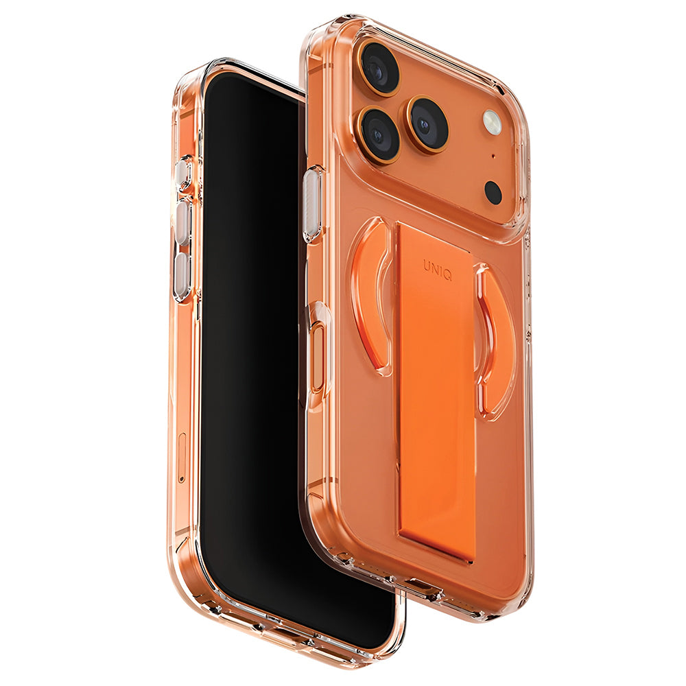 Husa MagSafe pentru Apple iPhone 17 Pro Max, UNIQ, Heldro Air MagClick, Transparenta Portocalie
