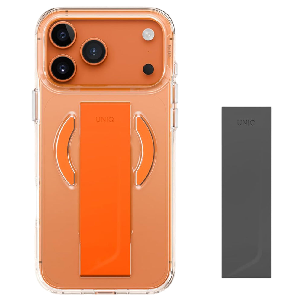 Husa MagSafe pentru Apple iPhone 17 Pro Max, UNIQ, Heldro Air MagClick, Transparenta Portocalie