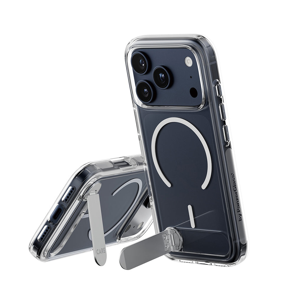 Husa MagSafe pentru Apple iPhone 17 Pro, PanzerGlass, Care Feature Kickstand, Transparenta