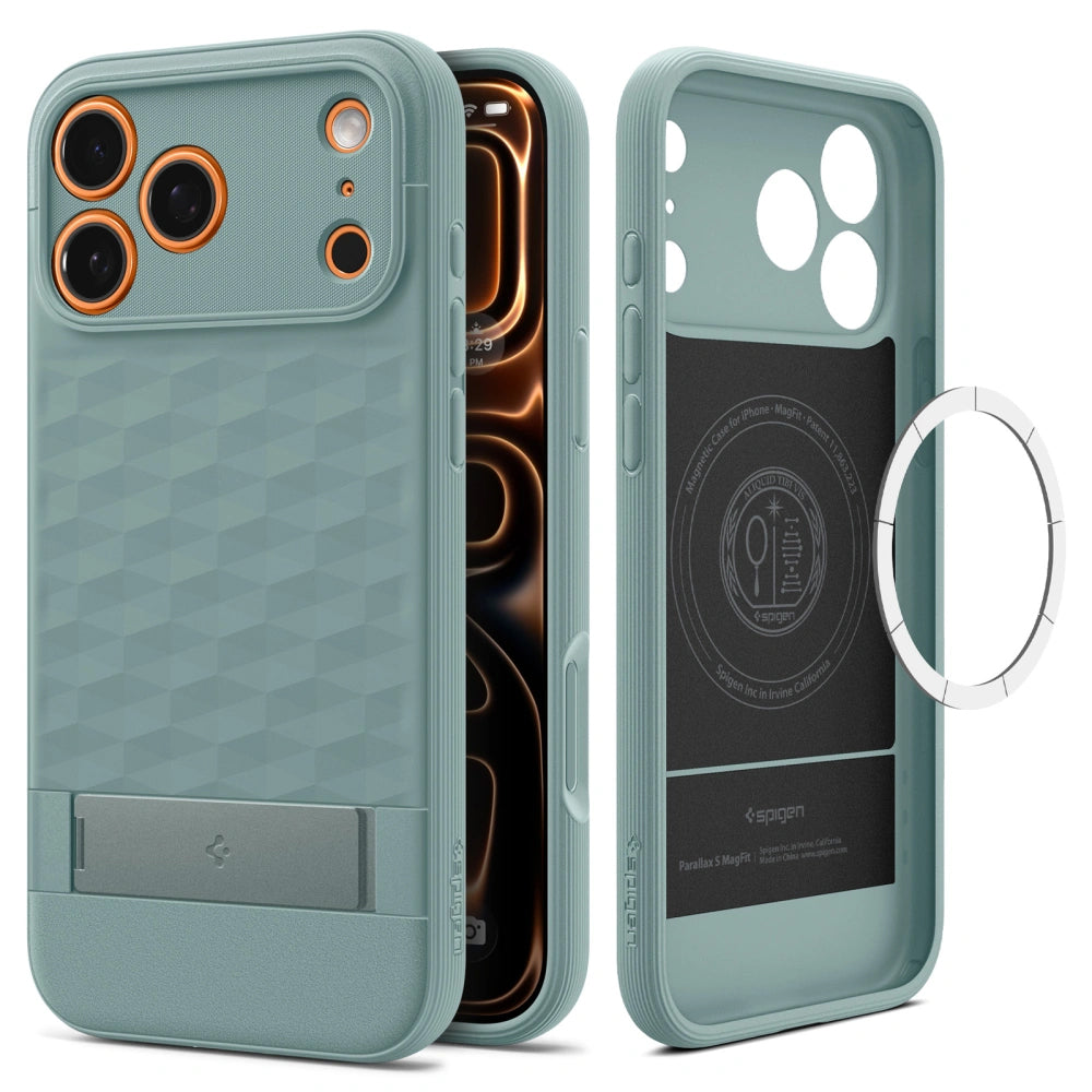 Husa MagSafe pentru Apple iPhone 17 Pro, Spigen, Caseology Parallax S, Verde