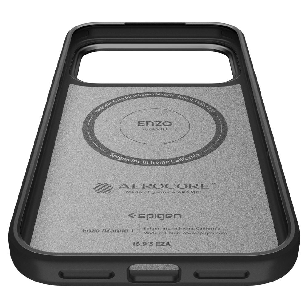 Husa MagSafe pentru Apple iPhone 17 Pro, Spigen, Enzo Aramid T, Neagra ACS09959