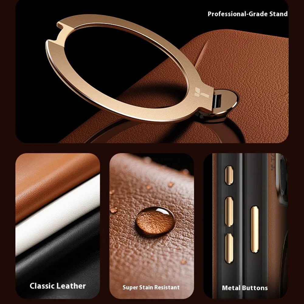 Husa MagSafe pentru Apple iPhone 17 Pro, Torras, QPRO Leather, Maro