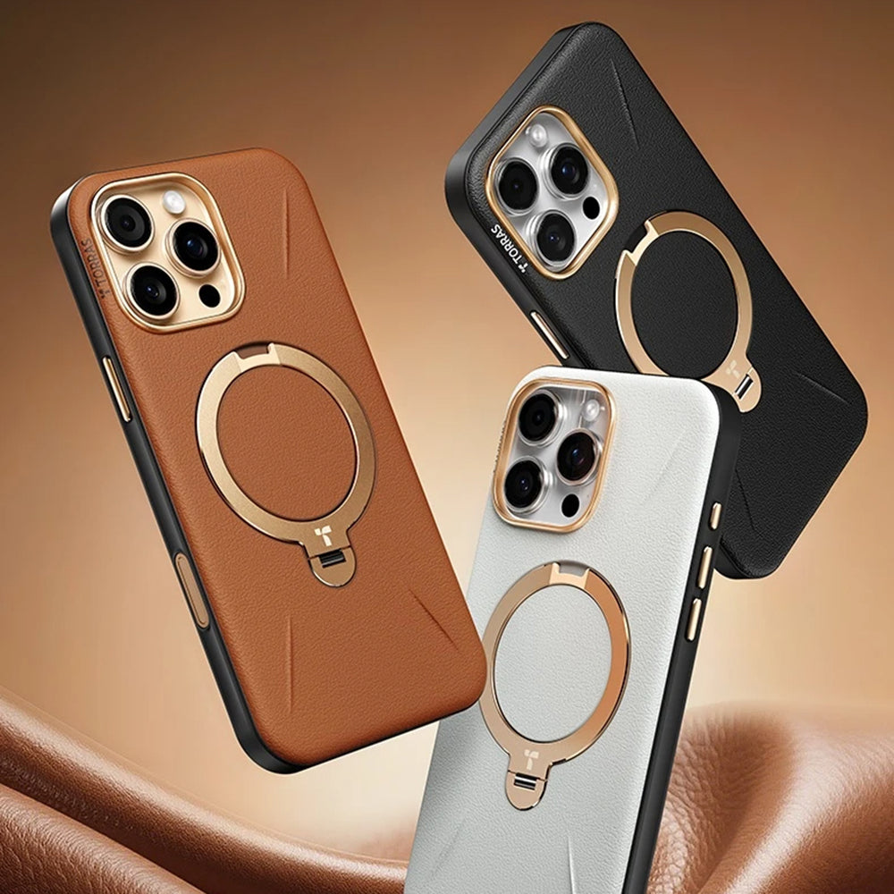 Husa MagSafe pentru Apple iPhone 17 Pro, Torras, QPRO Leather, Maro