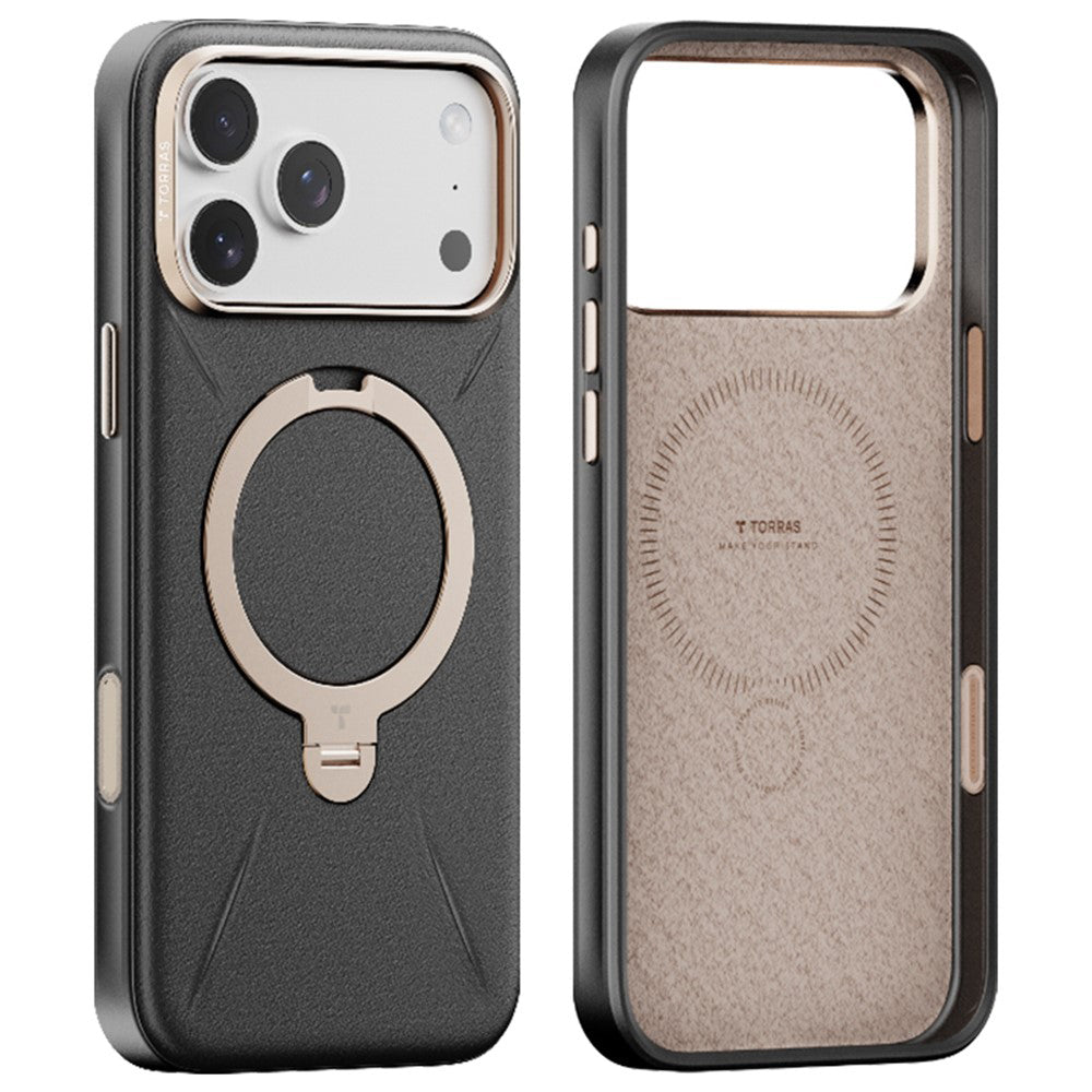 Husa MagSafe pentru Apple iPhone 17 Pro, Torras, QPRO Leather, Neagra