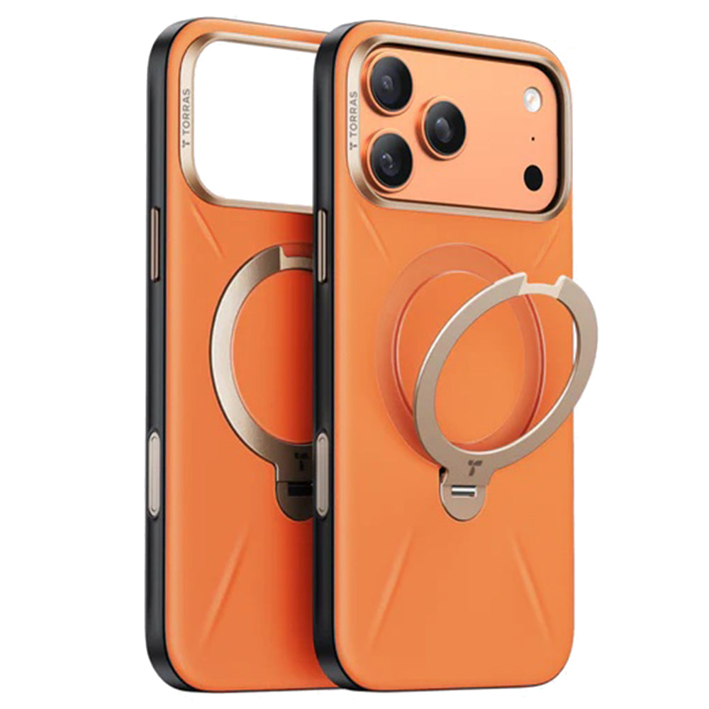Husa MagSafe pentru Apple iPhone 17 Pro, Torras, QPRO Leather, Portocalie