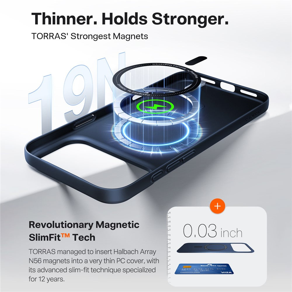 Husa MagSafe pentru Apple iPhone 17 Pro, Torras, SlimFit, Bleumarin