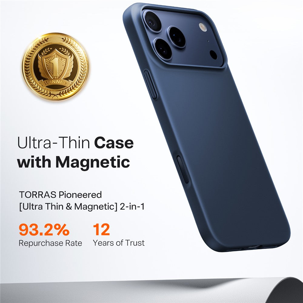 Husa MagSafe pentru Apple iPhone 17 Pro, Torras, SlimFit, Bleumarin