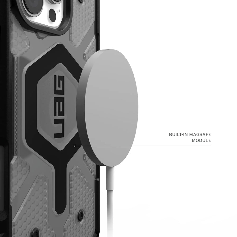 Husa MagSafe pentru Apple iPhone 17 Pro, Urban Armor Gear, Pathfinder Clear, Gri