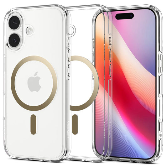 Husa MagSafe pentru Apple iPhone 17, Spigen, Ultra Hybrid, Aurie Transparenta