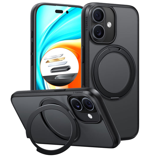 Husa MagSafe pentru Apple iPhone 17, Torras, Ostand Pro, Neagra