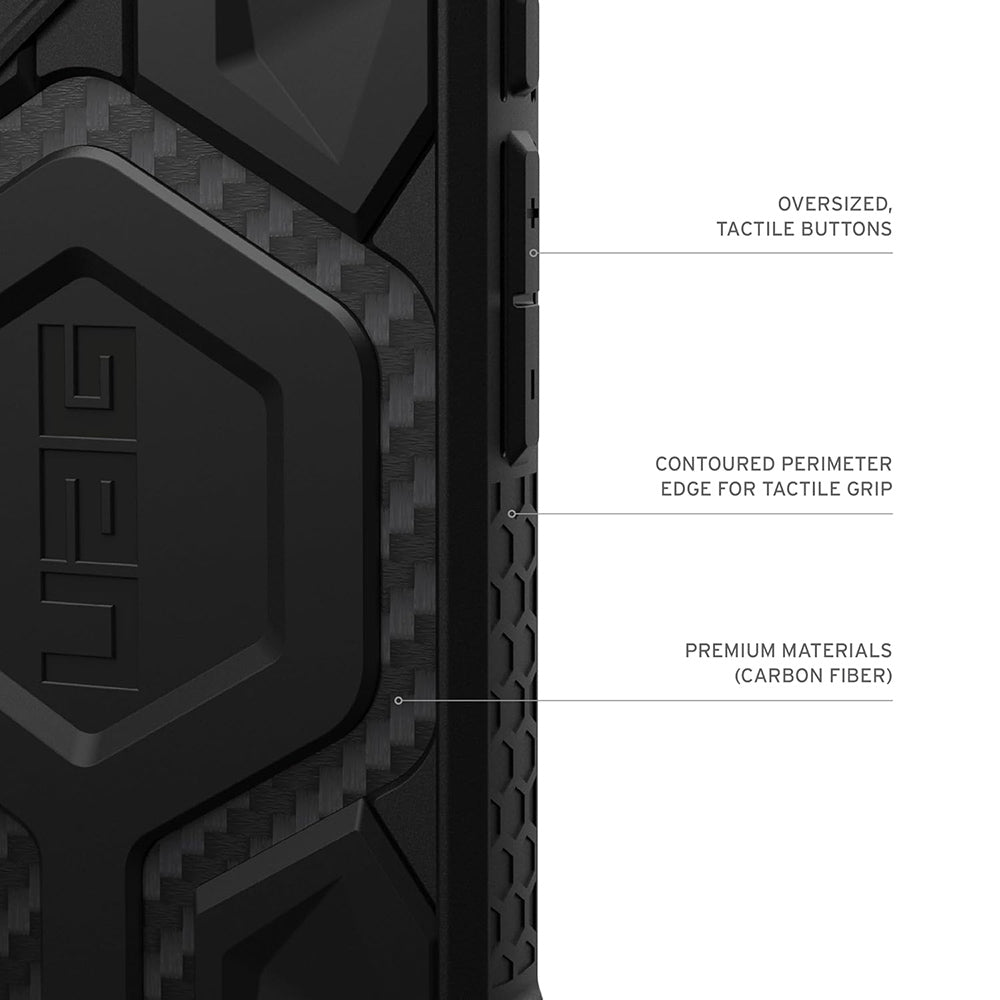 Husa MagSafe pentru Apple iPhone 17, Urban Armor Gear, Monarch Pro Carbon, Neagra