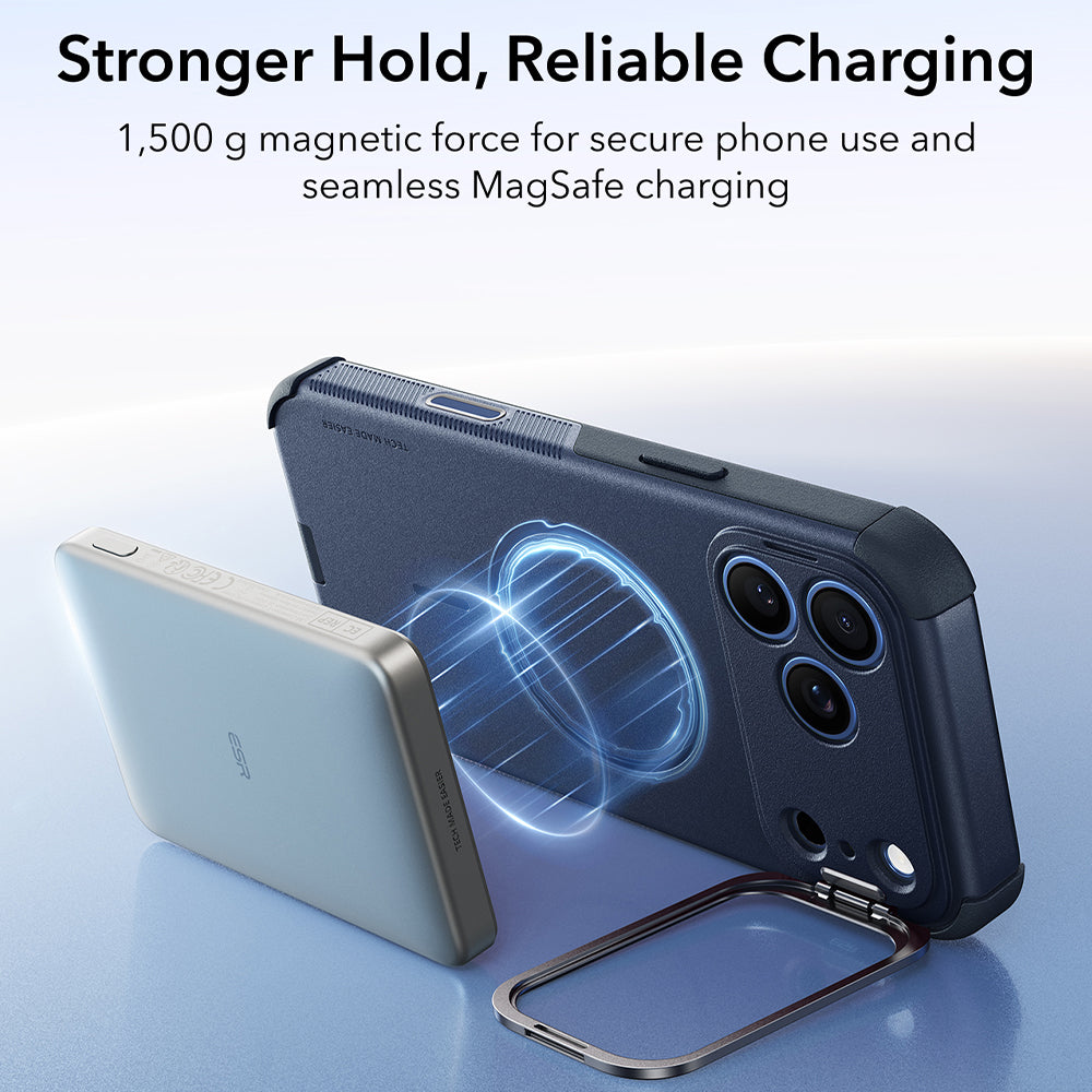Husa MagSafe pentru Apple iPhone 18 Pro / 17 Pro, ESR, Cyber Armor Kickstand, Albastra