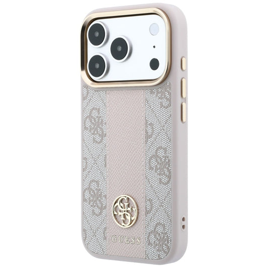 Husa MagSafe pentru Apple iPhone 18 Pro / 17 Pro, Guess, 4G Stripe Round Classic Logo, Roz